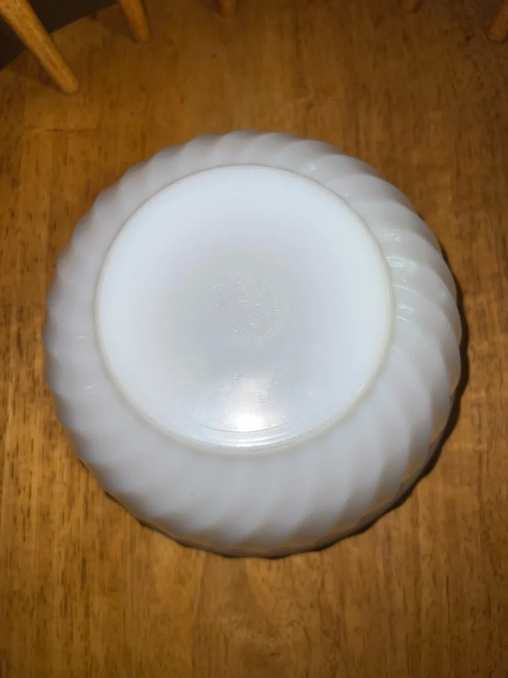 Vintage Fire King White Swirl Milk Glass Mixing Bowl 8”